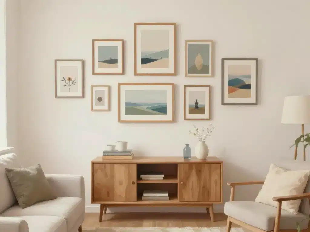 a quelle hauteur accrocher un tableau exemple salon buffet console