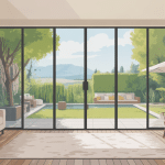 Baie vitrée fixe apportant lumière dans salon contemporain