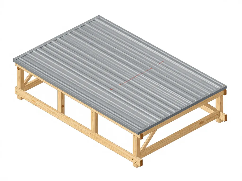 Schéma espacement chevron bac acier coupe isométrique