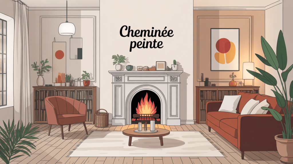 cheminée peinte décor moderne harmonieux