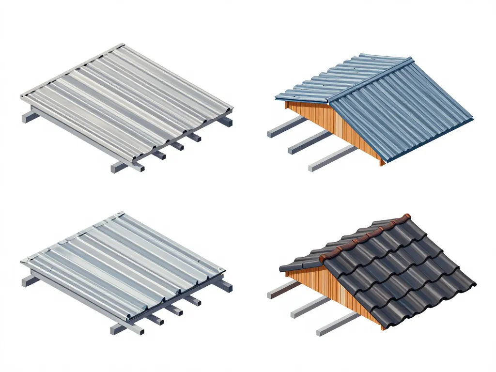 Illustration comparatif espacement chevron bac acier différents types