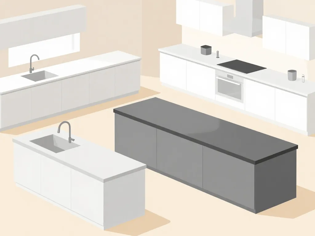 Cuisine blanche plan de travail gris clair moyen foncé