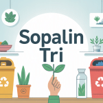 Scène de tri à la maison montrant dans quelle poubelle jeter le sopalin