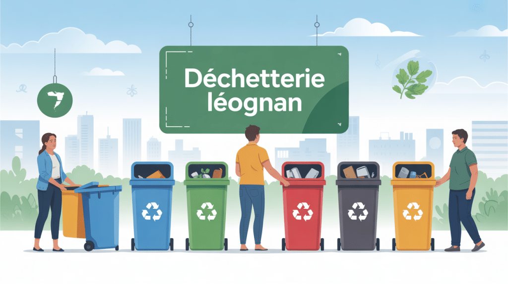 Scène globale déchetterie Léognan dépôt déchets