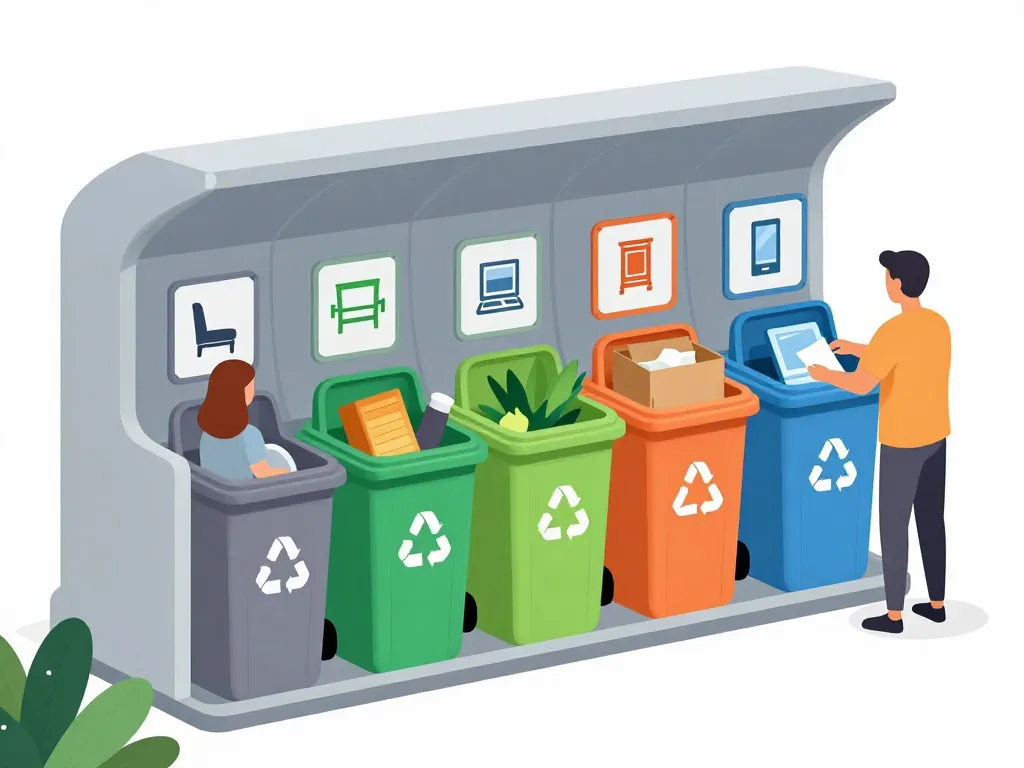 Tri des déchets à la déchetterie Seclin bennes colorées