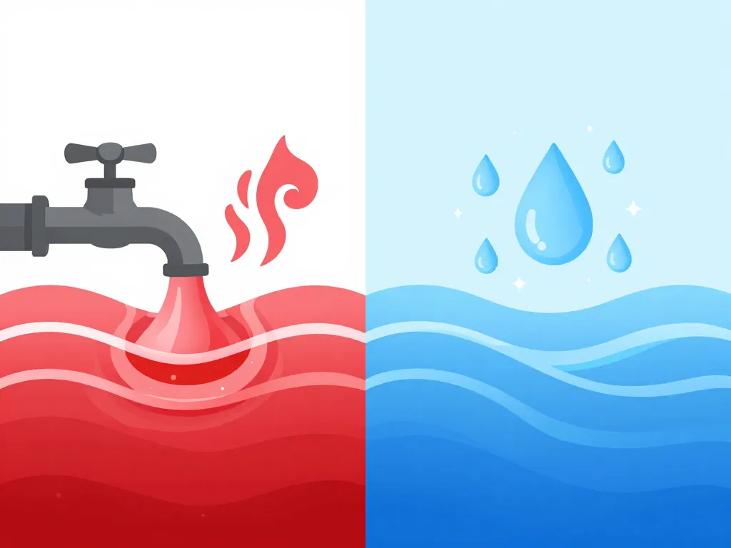 Diagramme comparatif eau chaude et eau froide visuel