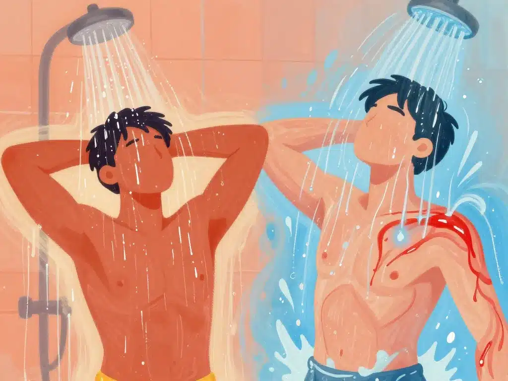 Effets eau chaude et eau froide sur le corps illustration