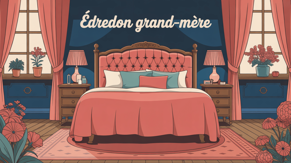 édredon grand-mère volumineux chambre rétro ambiance chaleureuse