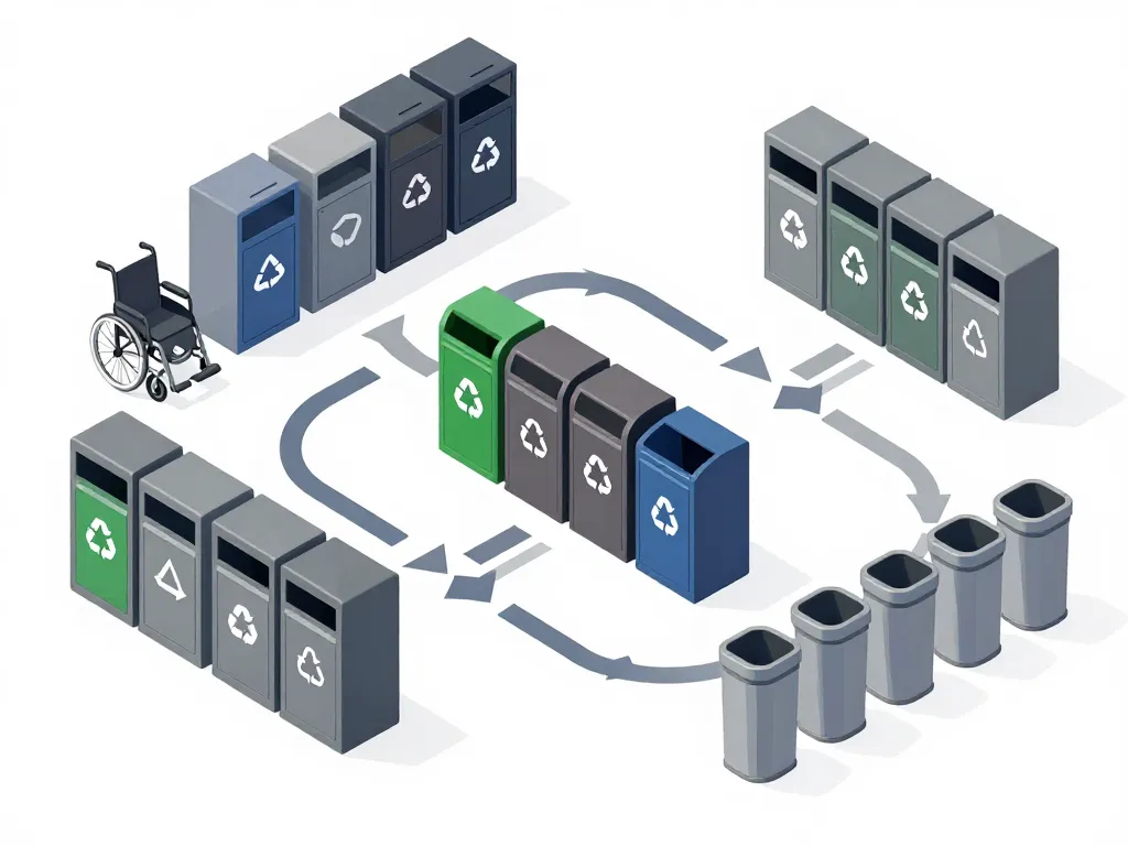 emplacement poubelles publiques tri et accessibilité