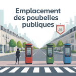 emplacement poubelles publiques illustration urbaine