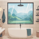 illustration fenetre douche ambiance lumineuse et élégante