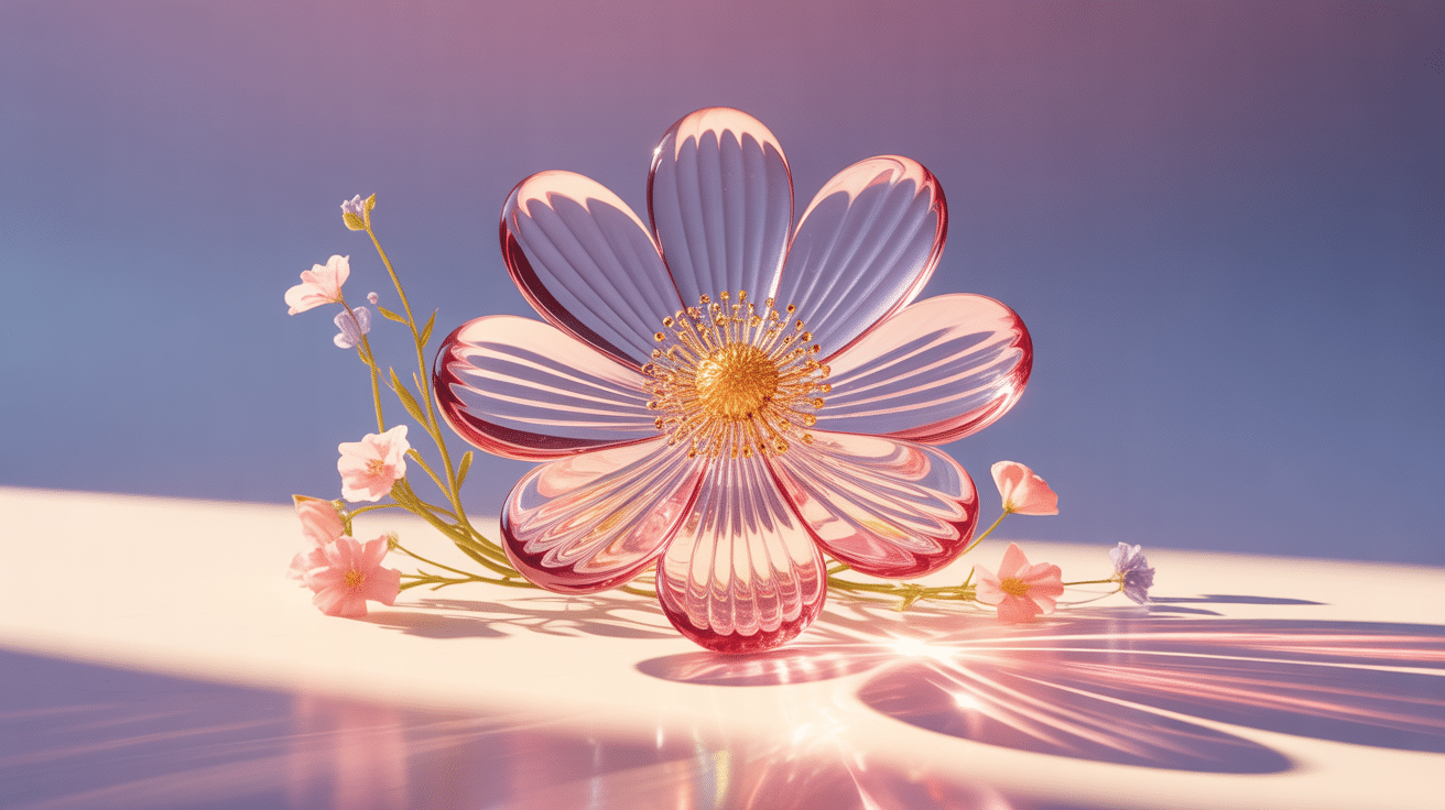 illustration fleur de verre lumineuse