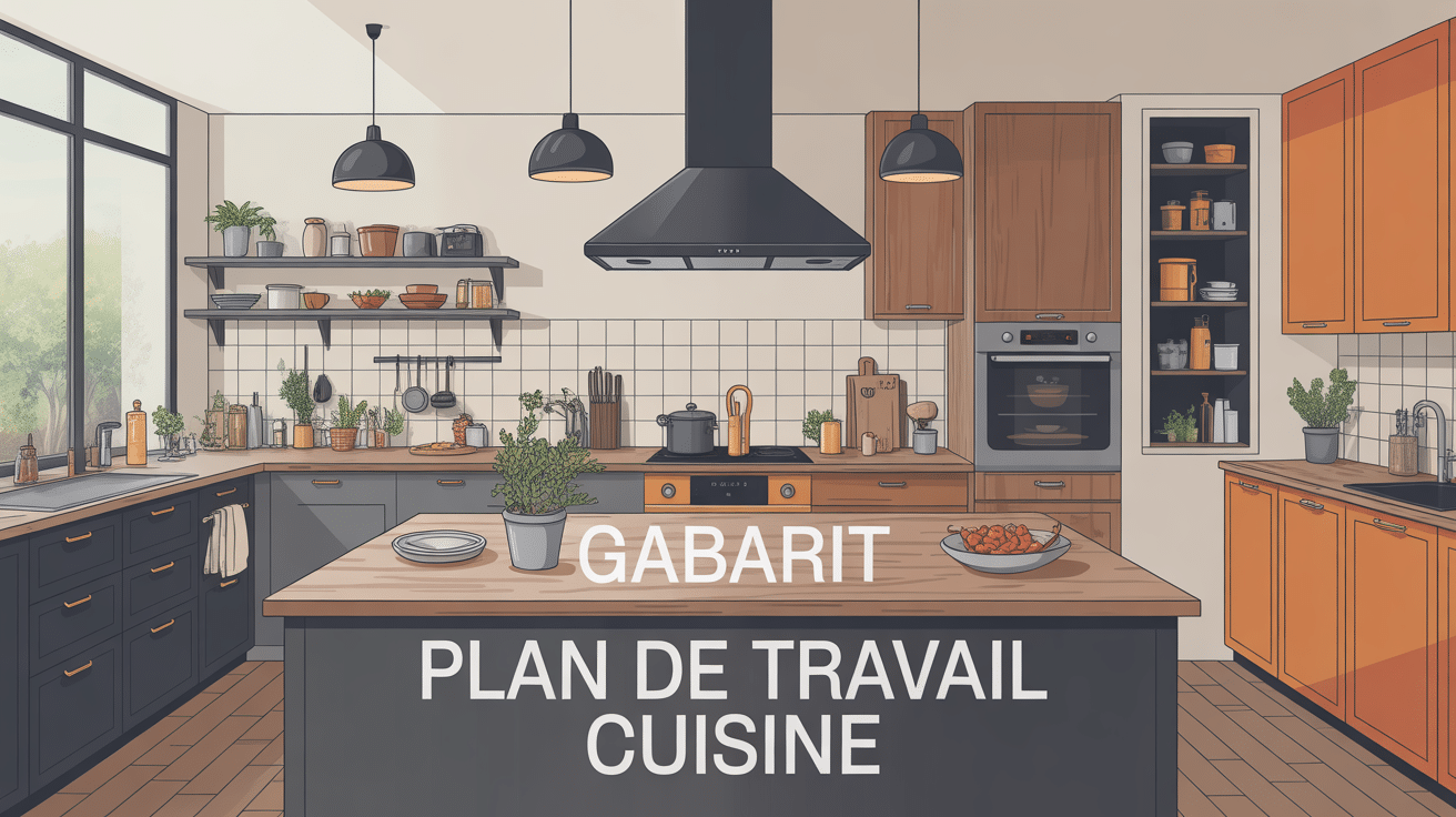 gabarit plan de travail cuisine illustration ergonomique