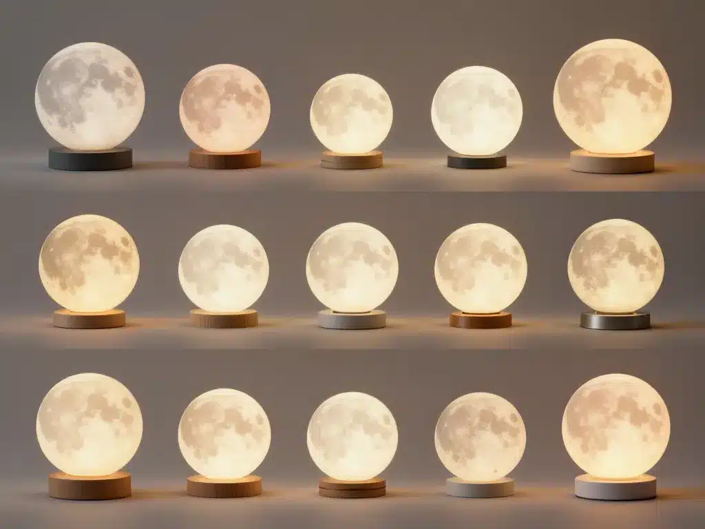 différents modèles lampe lunaire tailles couleurs supports