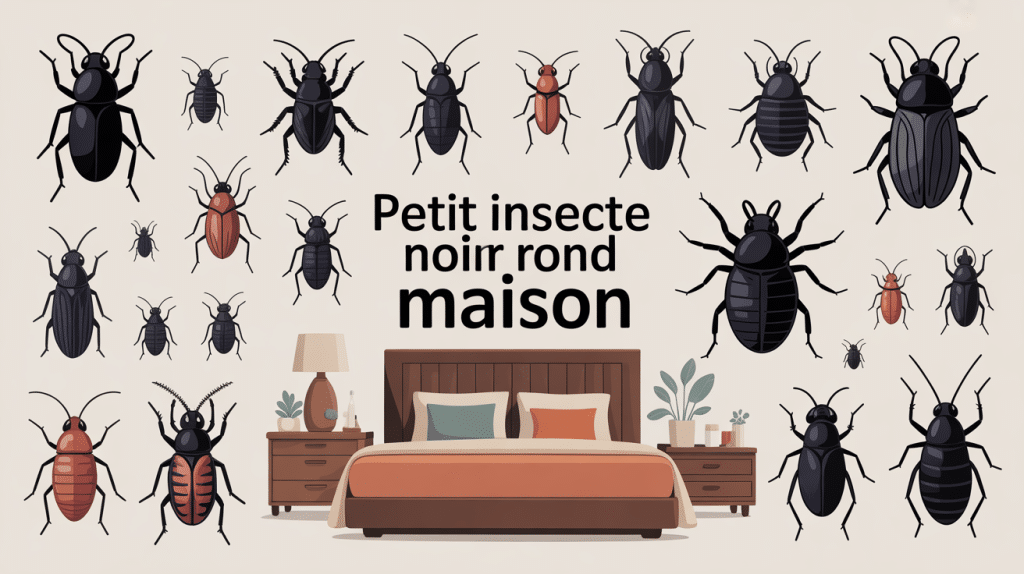 lit petit insecte noir rond maison, illustration des différents insectes