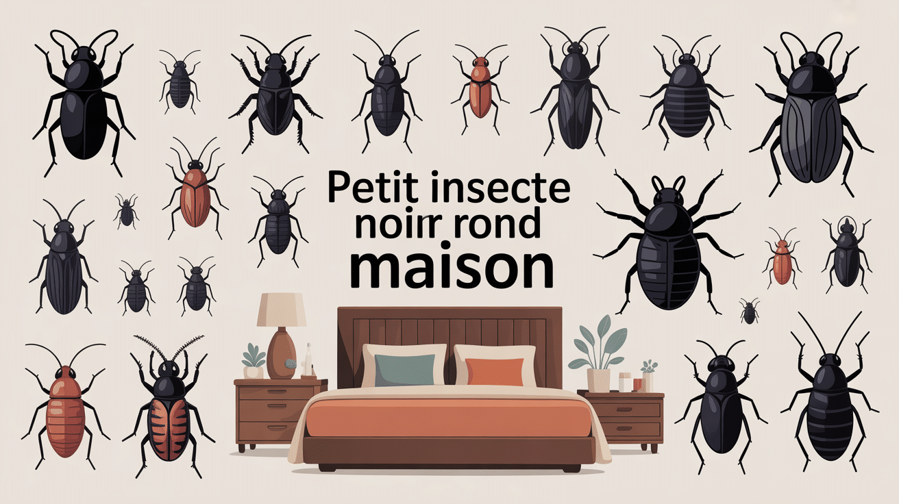 lit petit insecte noir rond maison, illustration des différents insectes