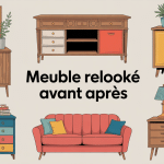 meuble relooké avant apres illustration couleurs atelier