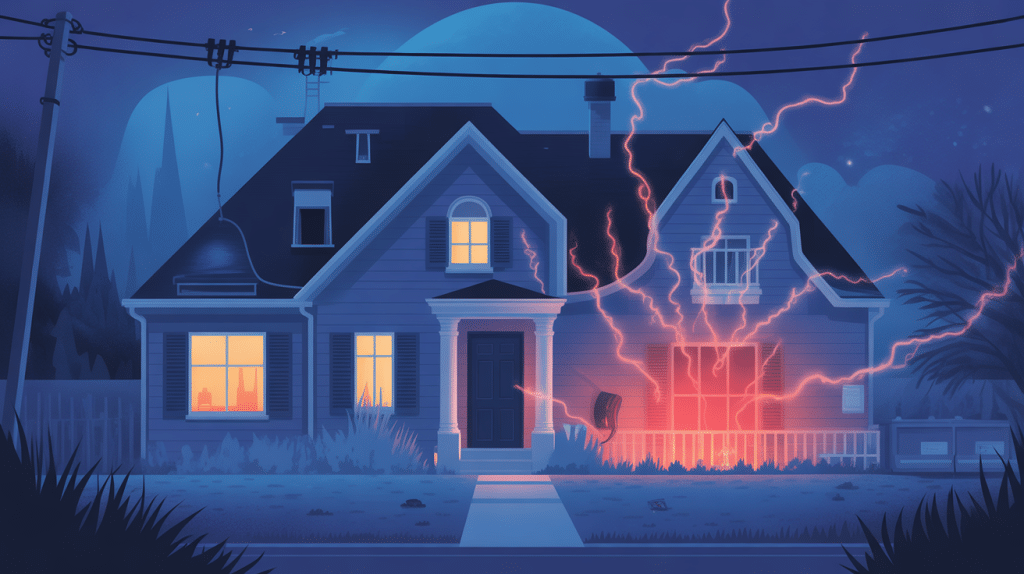 mon disjoncteur général saute sans raison la nuit maison plongée dans l'obscurité