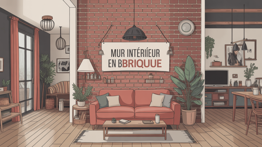 mur interieur brique illustration déco chaleureuse