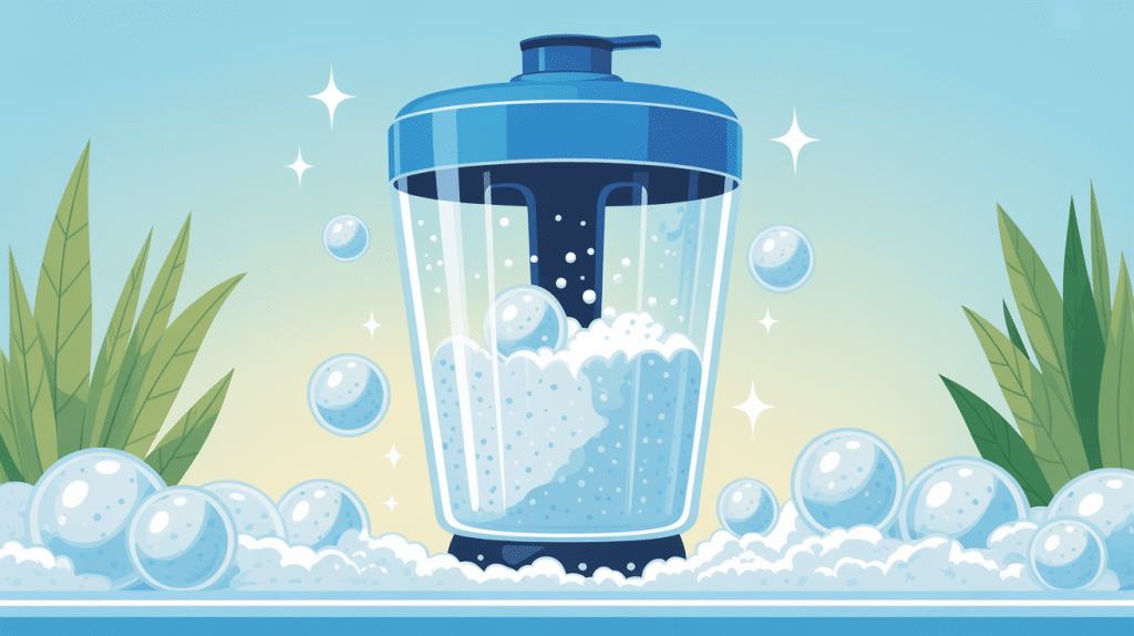 illustration nettoyer sanibroyeur bicarbonate de soude vue éclatée bulles