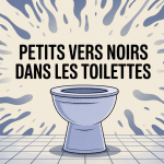 Petit vers noir dans les toilettes vue stylisée informative
