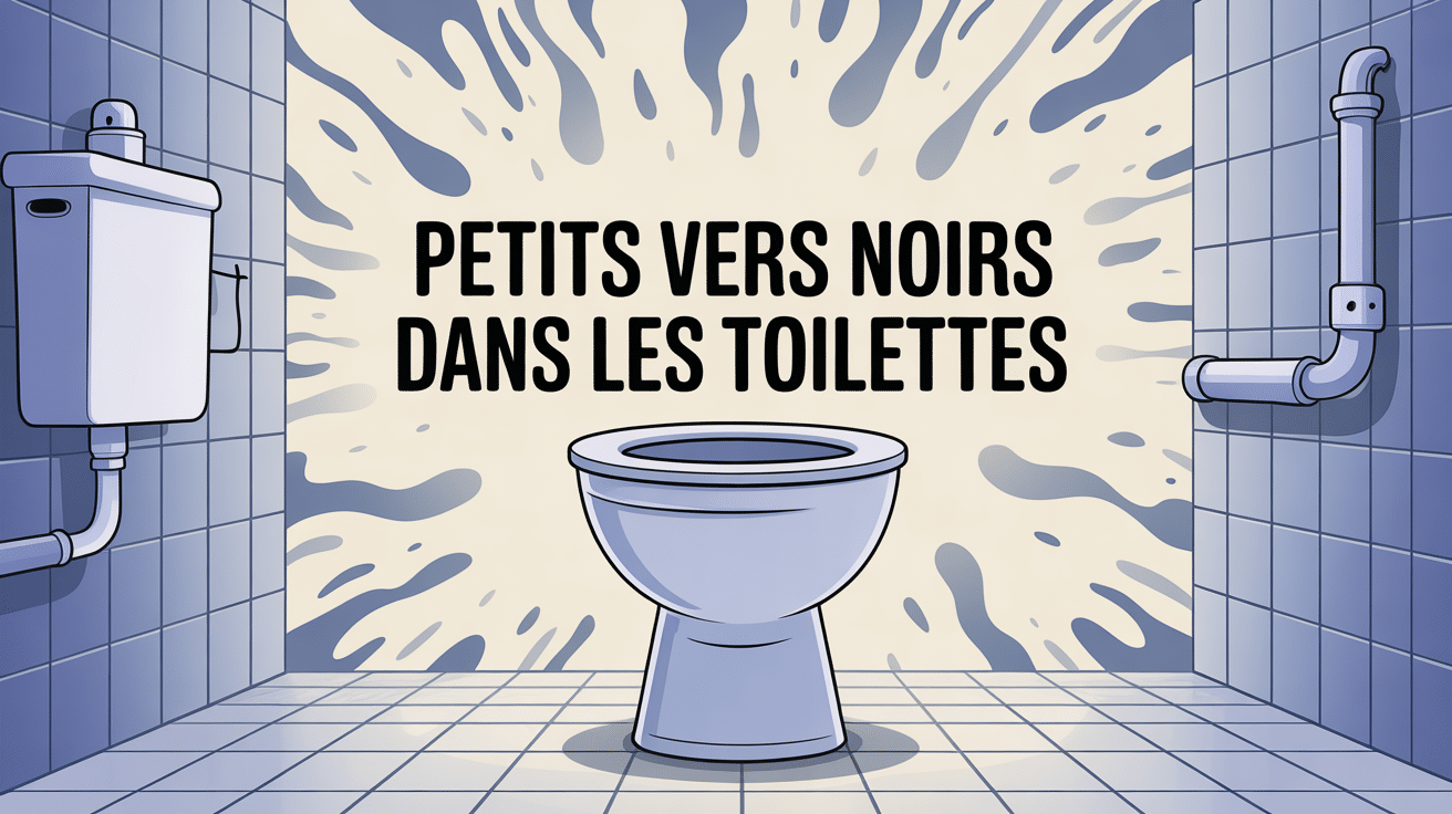 Petit vers noir dans les toilettes vue stylisée informative