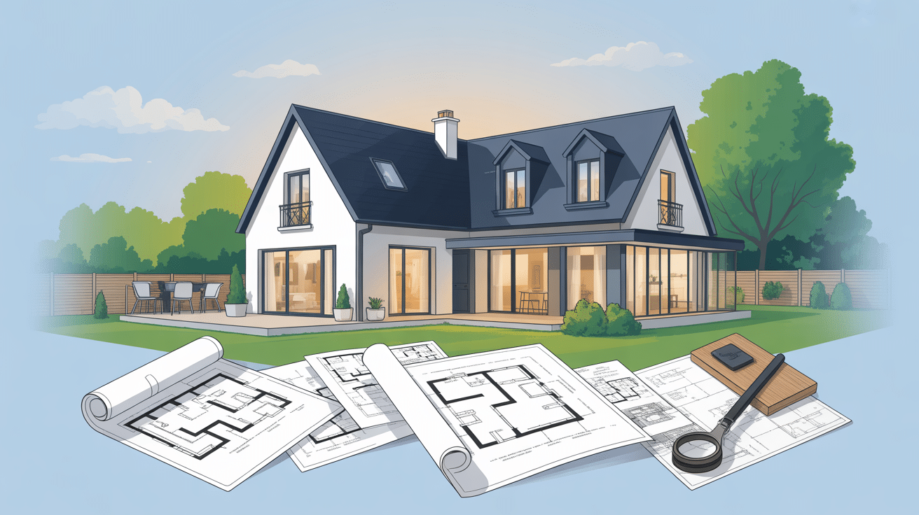 plan extension maison 40m2 illustration vectorielle moderne