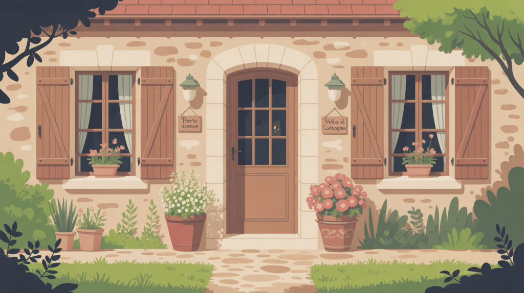 porte d'entrée style campagne sur maison accueillante en pierre