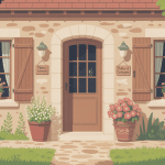 porte d'entrée style campagne sur maison accueillante en pierre