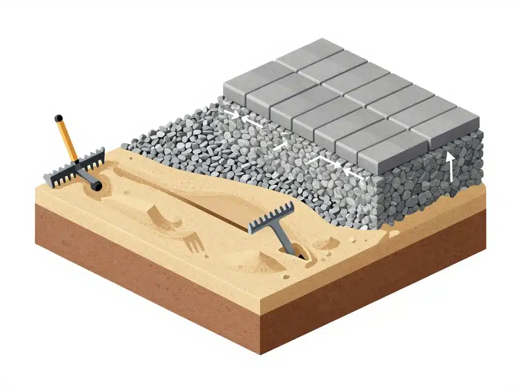 préparer sol couches pose dalle sur sable outils