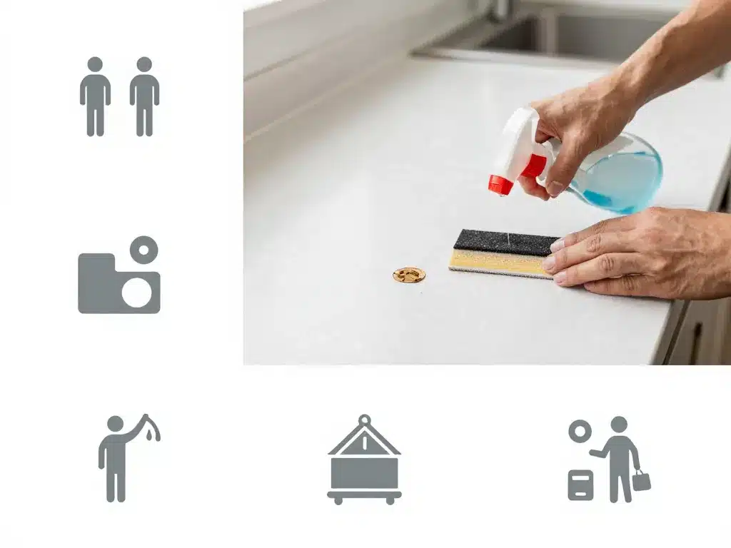 préparation plan de travail feuille stratifié à coller sur plan de travail nettoyage ponçage