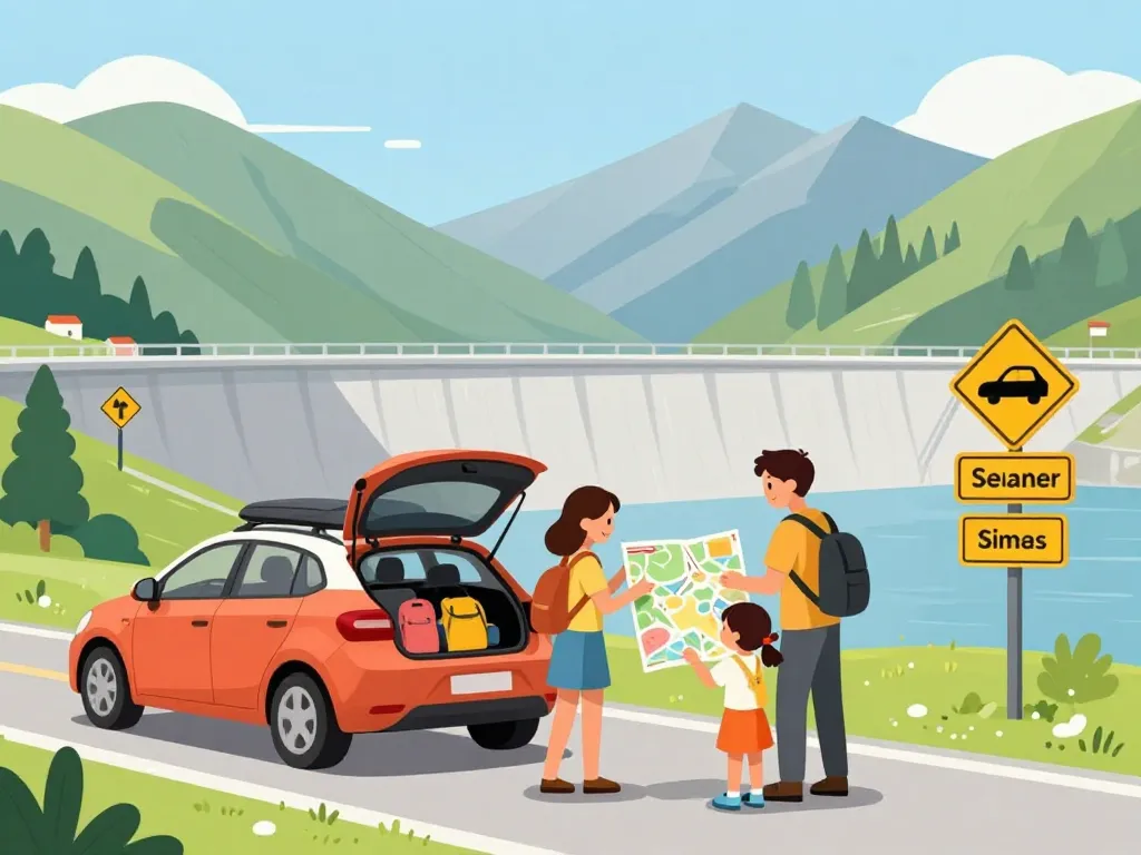 famille prépare visite barrage de serre ponçon alpes