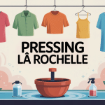 illustration stylisée pressing la rochelle vêtements et ambiance écologique