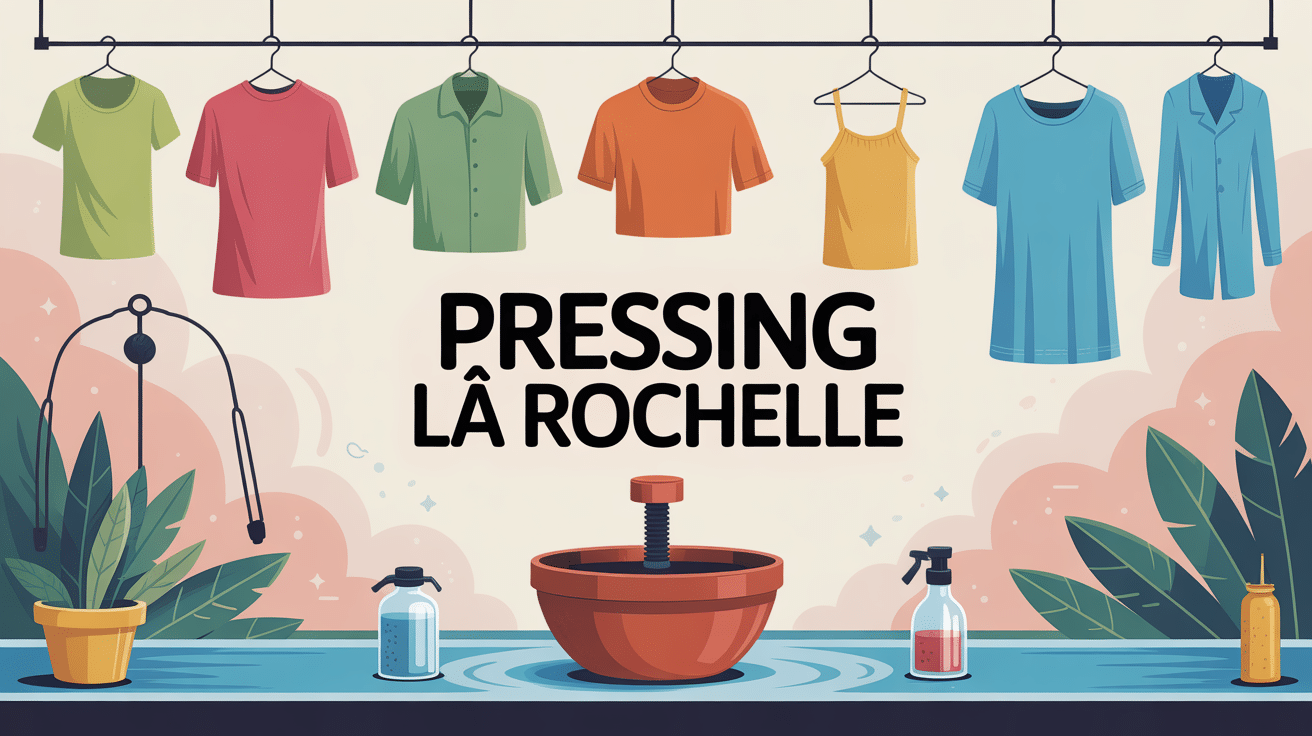 illustration stylisée pressing la rochelle vêtements et ambiance écologique