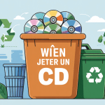 Illustration informative recyclage cd poubelle jaune