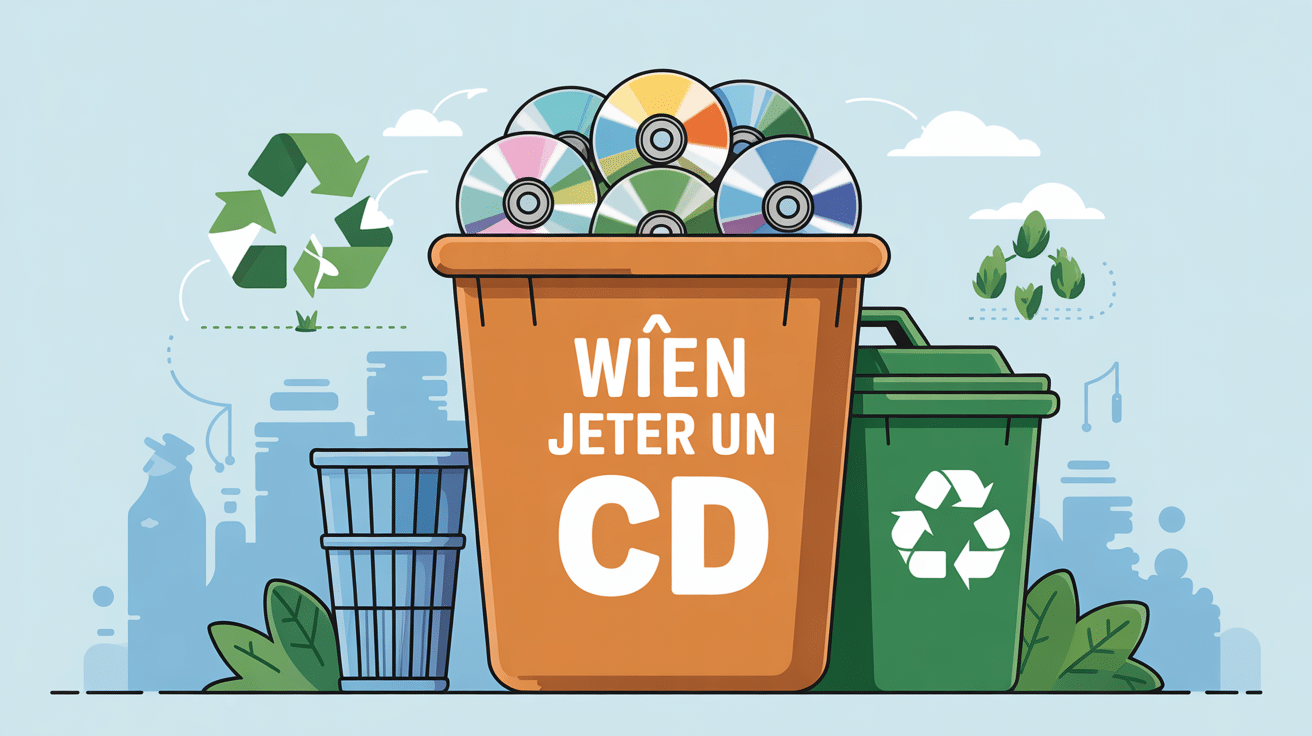 Illustration informative recyclage cd poubelle jaune
