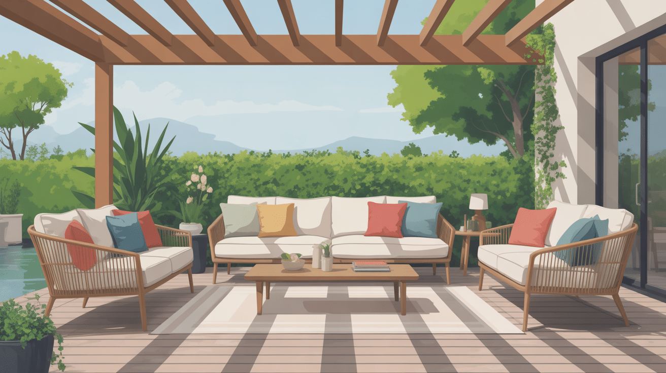 remplacer housse coussin salon de jardin illustration