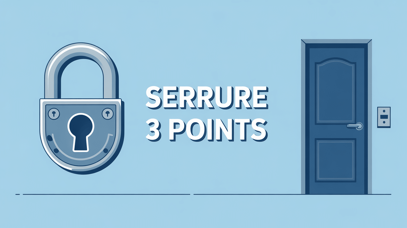 Schema fonctionnement serrure 3 points sur porte sécurisée