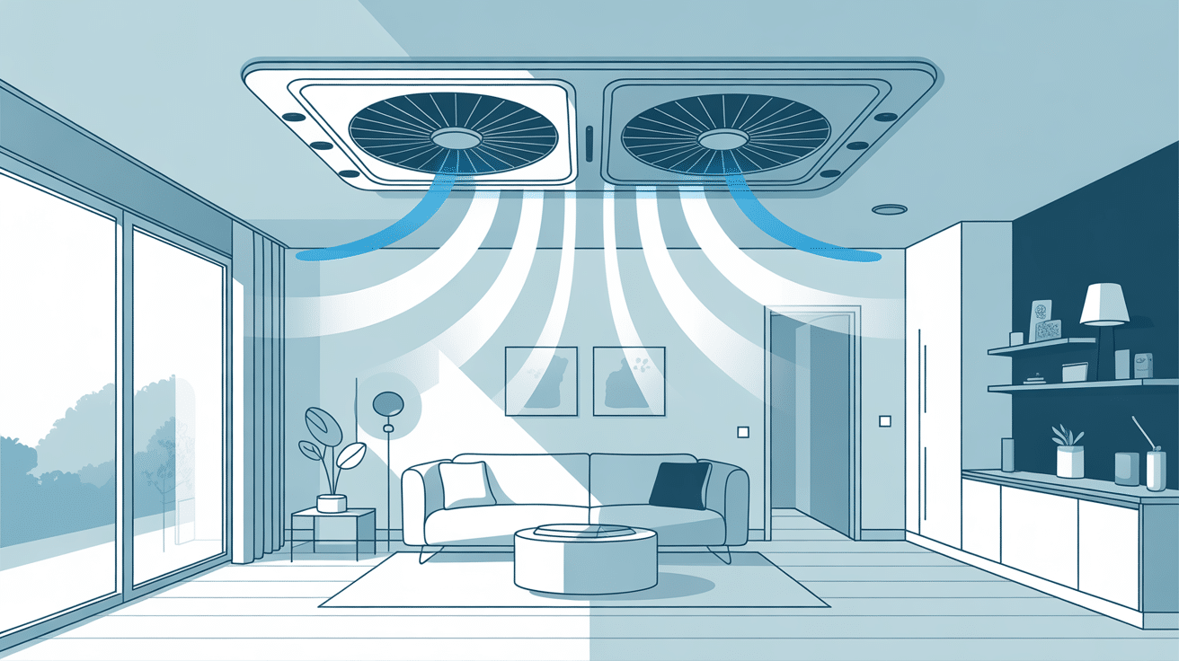 Illustration vmc double flux faux plafond logement résidentiel