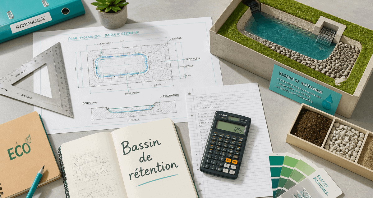 bassin de rétention plans maquette et outils