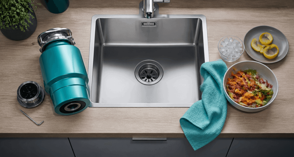 broyeur pour evier inox avec déchets cuisine