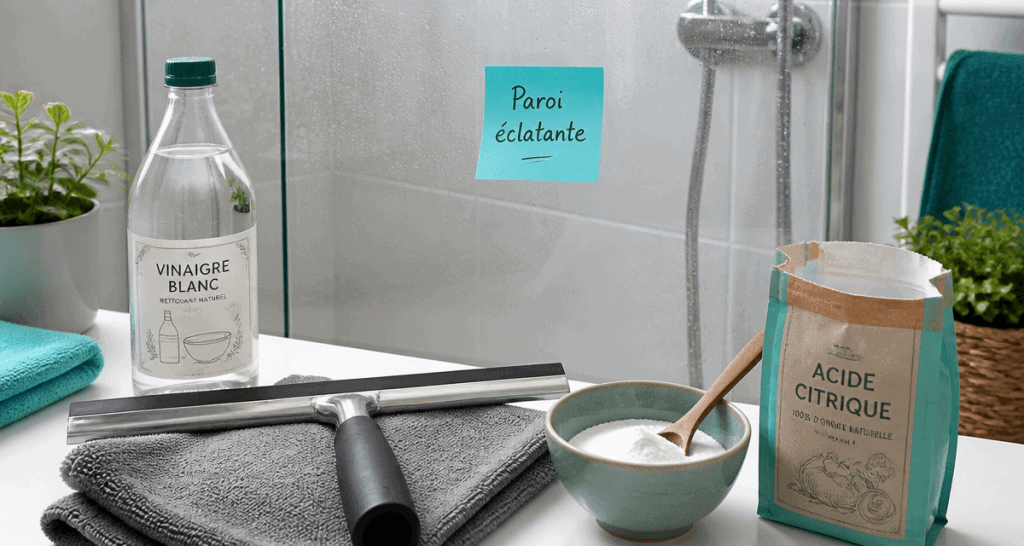 calcaire paroi douche raclette vinaigre bicarbonate