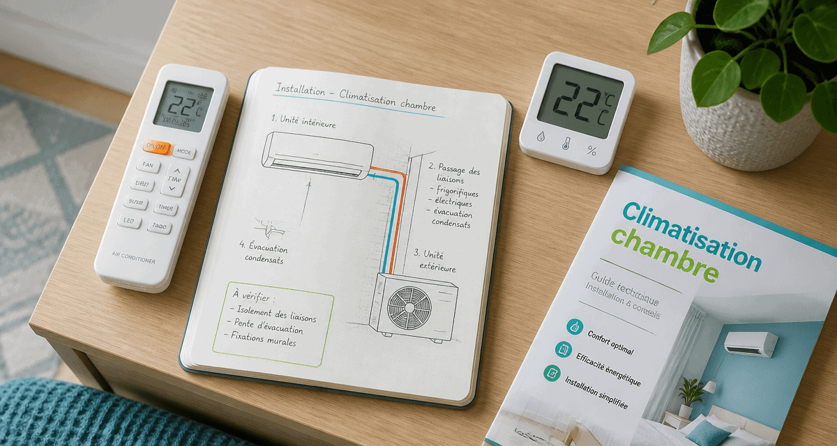 climatisation dans une chambre télécommande et schéma