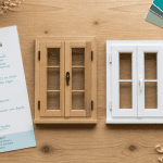 échantillons pvc ou bois pour les fenetres sur plan de travail