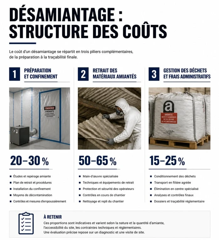 Répartition des coûts d'un désamiantage : préparation, retrait et gestion des déchets pour le prix désamiantage