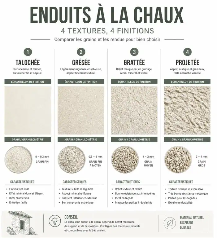 Comparatif des finitions d'enduits à la chaux pour façades parisiennes