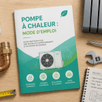 Installation pompe à chaleur avec radiateur électrique, outils et brochure