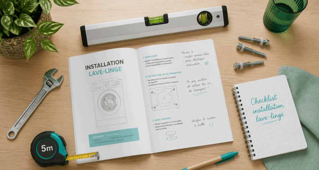 installer machine à laver outils checklist