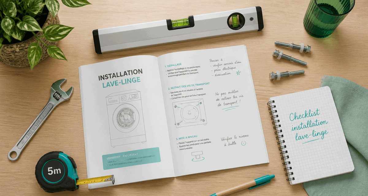 installer machine à laver outils checklist