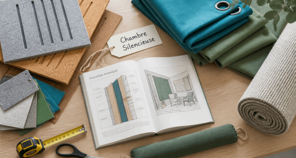 isolation phonique mur chambre sans travaux, matériaux et accessoires